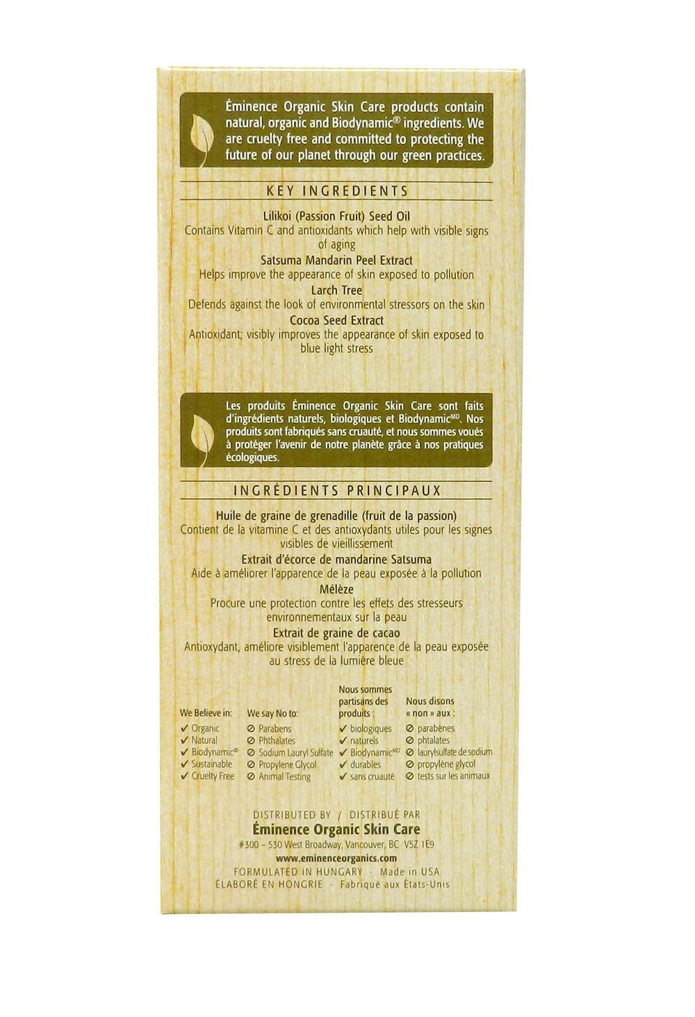 Eminence Lilikoi Daily Defense on hand showing lightweight texture and hydration.