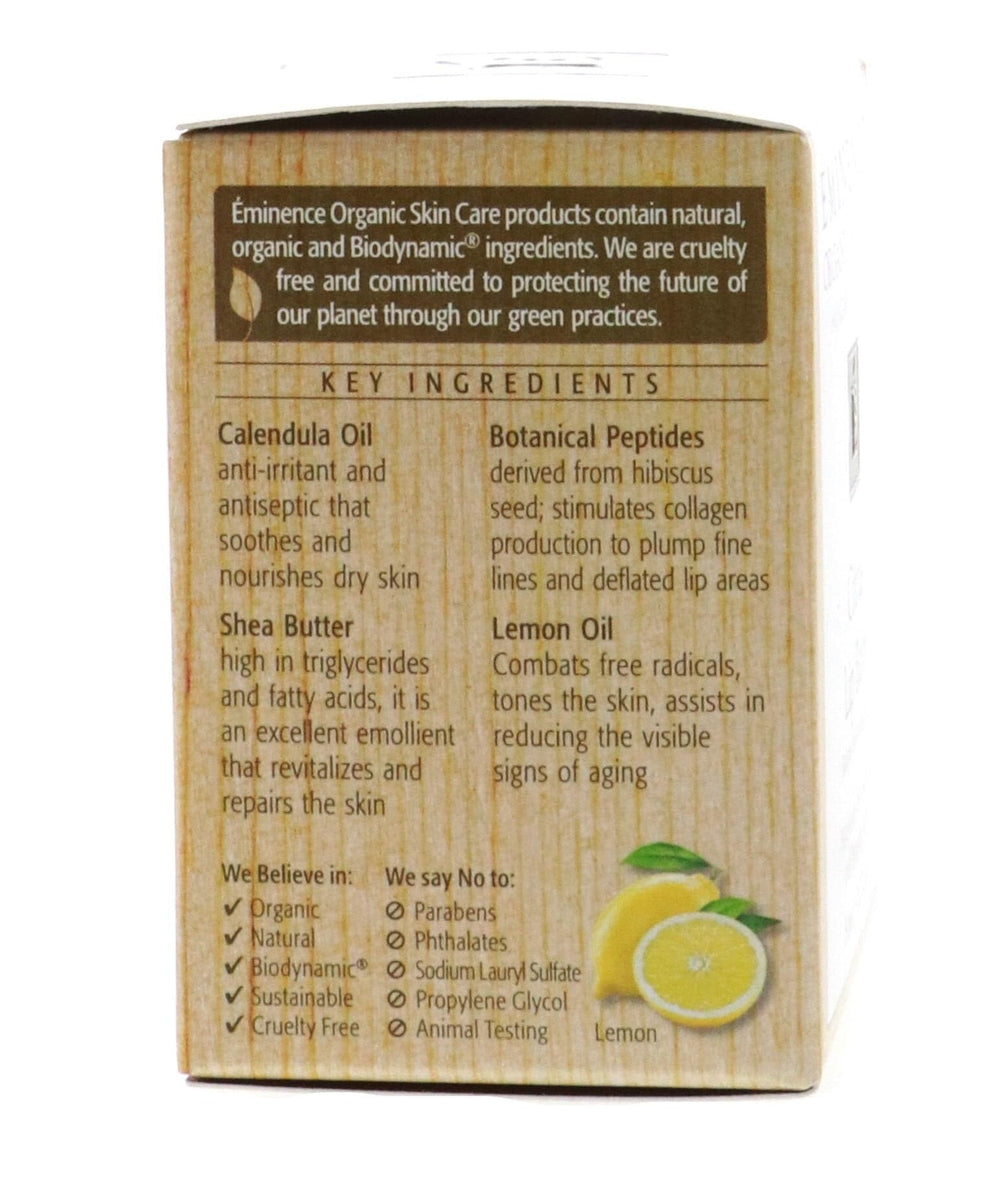Eminence Organic Citrus Lip Balm applied on lips for a natural glossy finish