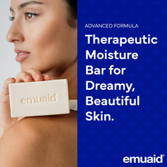 Emuaid bar for body cleansing soothes skin prone to irritation and moisture discomfort.