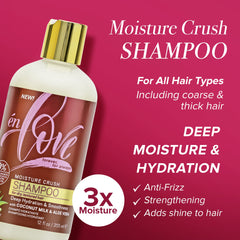én Love Moisture Crush Shampoo 12oz packaging on shelf.