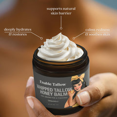 Enable Tallow Manuka honey ingredient image suggests soothing nourishment without fragrance