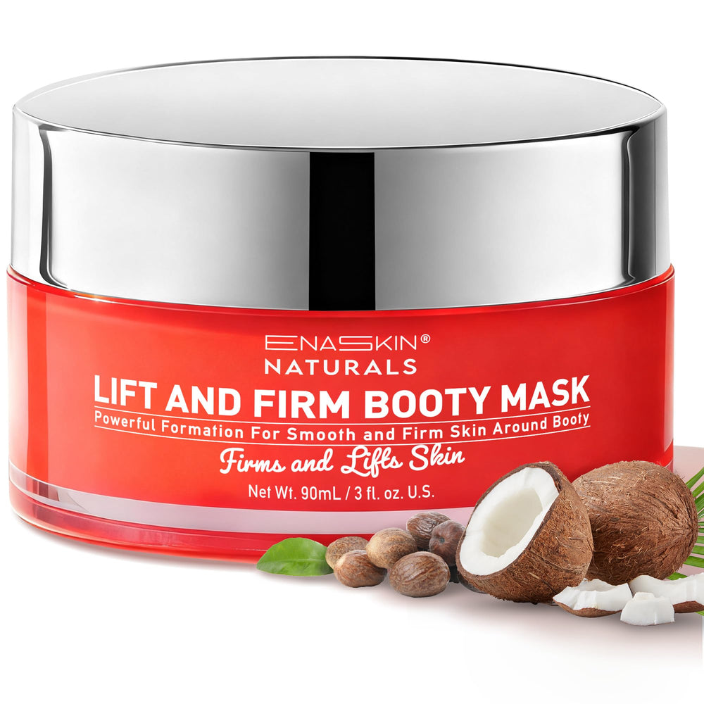 Enaskin Naturals anti-cellulite cream bottle closeup highlighting firming formula.