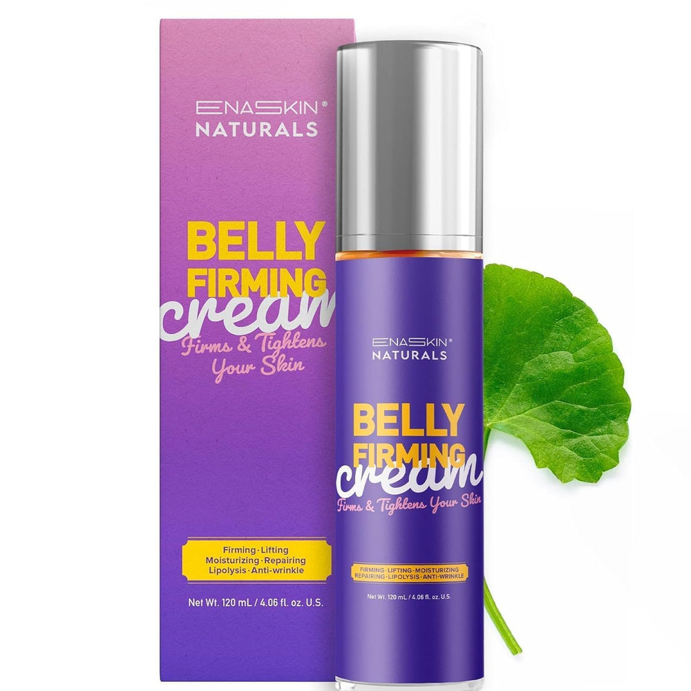 Enaskin Naturals Belly Firming Cream bottle shows potential firming for the abdomen
