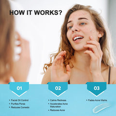 Product used on face and back during daily routines for clear-looking skin.