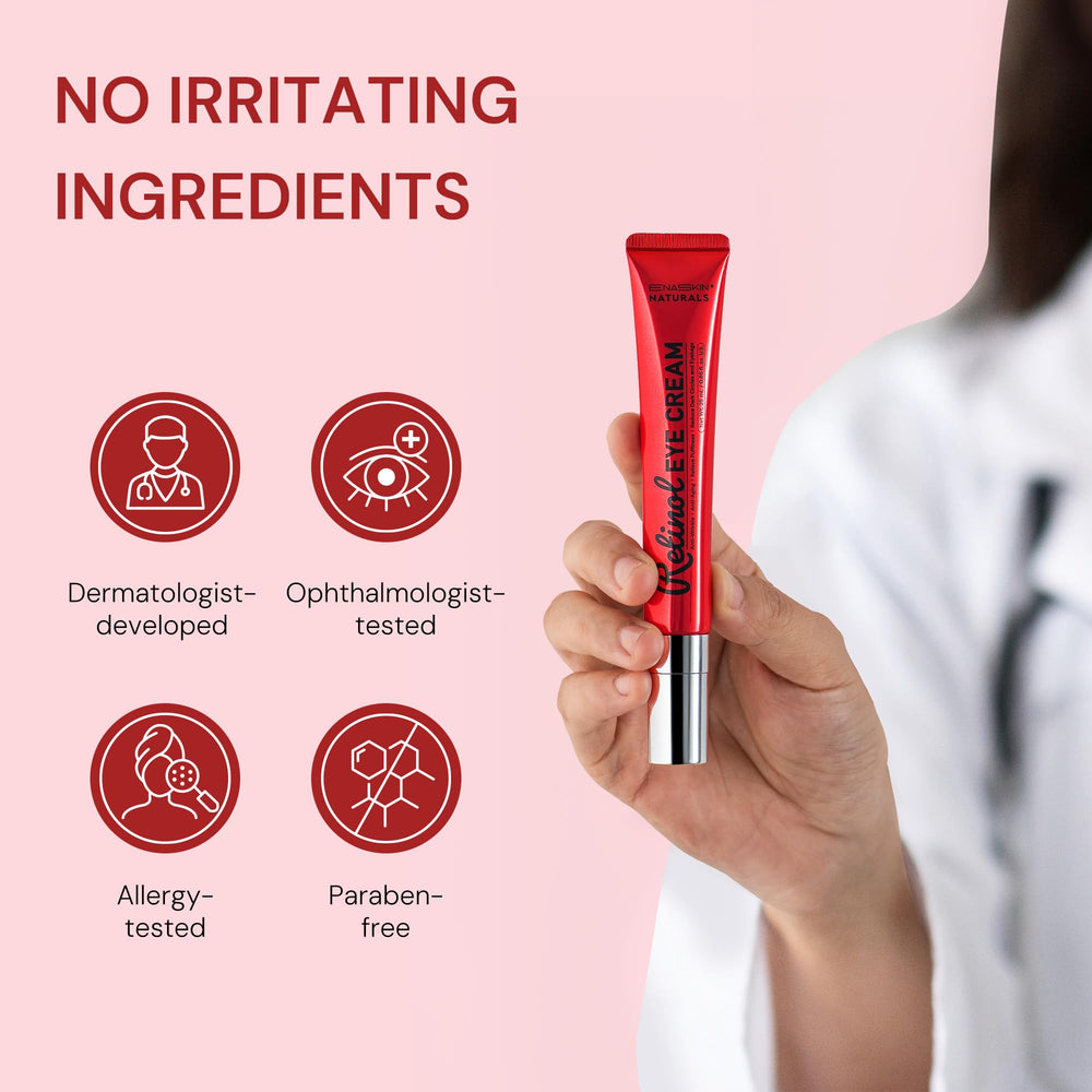 Infographic of key ingredients for Enaskin Naturals Retinol Eye Cream