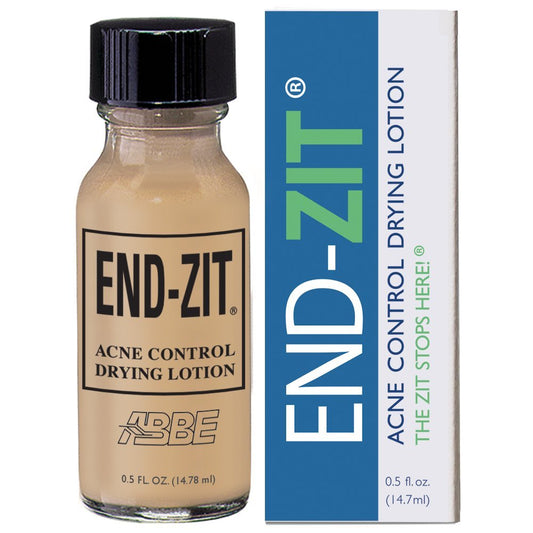 End-zit fast-acting spot treatment bottle close-up for targeted blemish care.