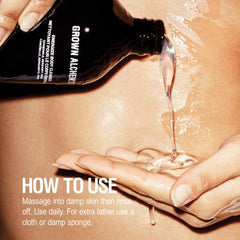 Energize Body Cleanser bottle displayed on a shower shelf ready for daily use.