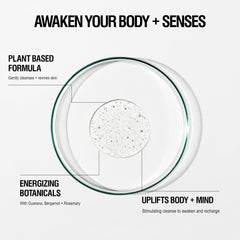 Close-up of Energize Body Cleanser gel-to-foam texture for gentle cleansing.