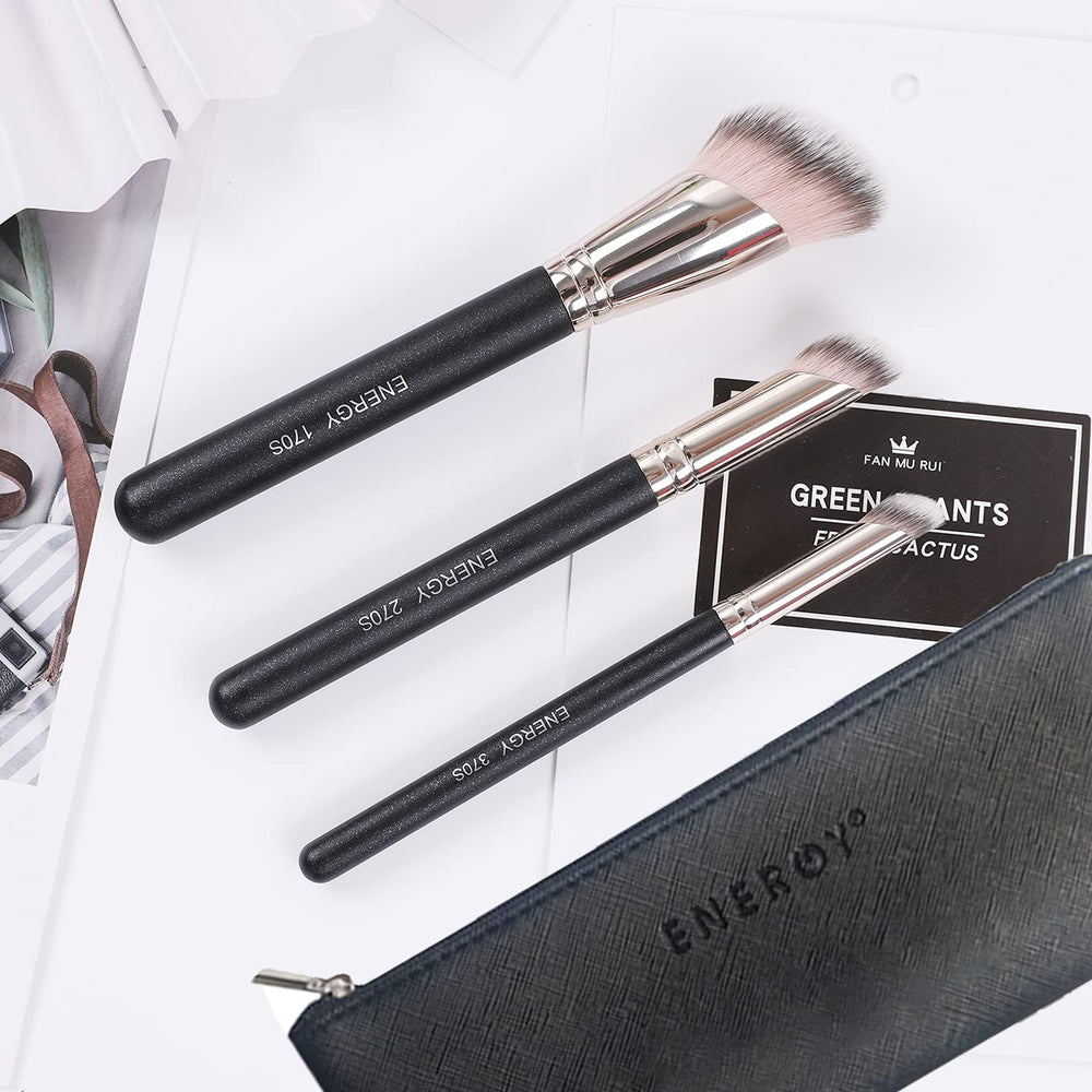 ENERGY Kabuki brush set with pouch shown as a ready gift option
