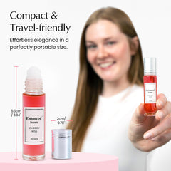 Enhanced Scents Cherry Kiss application scene showing easy one-dab use.