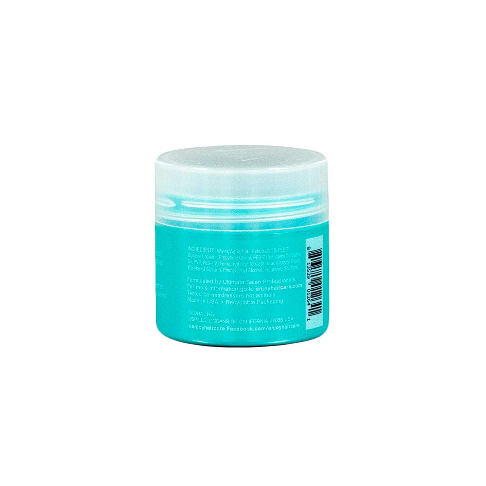 Applying Enjoy Fiber Styling Gel to hair with pea-sized amount.