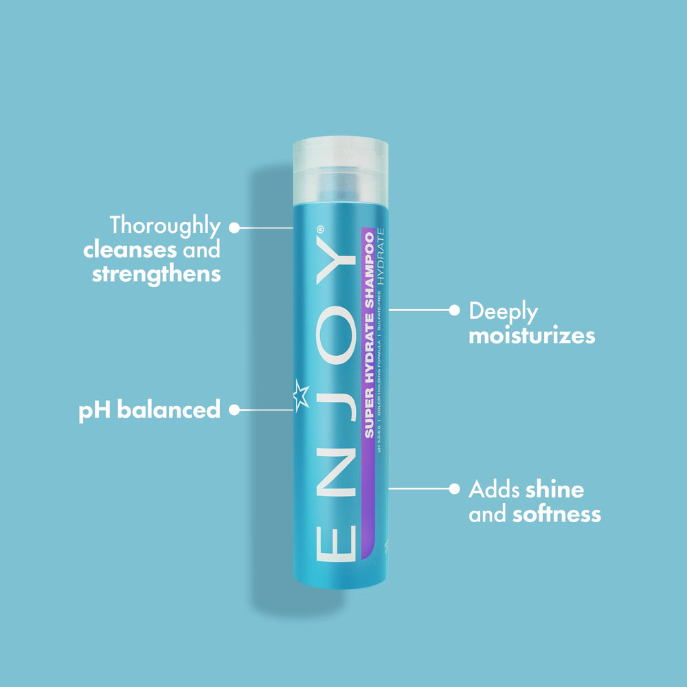 Enjoy Super Hydrate Shampoo pump-dispense for easy daily use and even application.