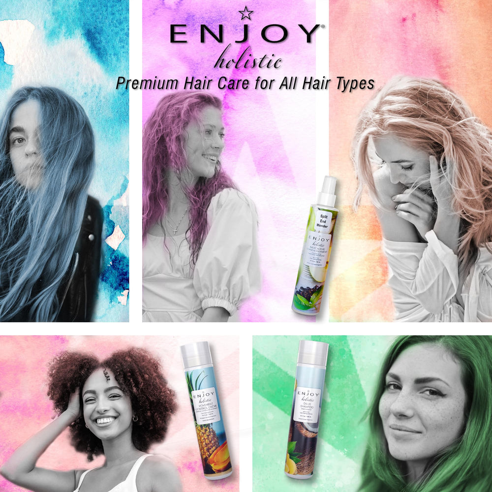 Enjoy Holistic D-LUX Conditioner ingredients panel highlighting nourishing elements.
