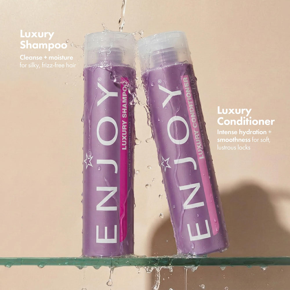 Enjoy Luxury Conditioner bottle front emphasizing smoothing and softness.