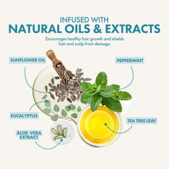 Enjoy Therapeutic Volumizing Conditioner label closeup highlights minty cooling sensation.