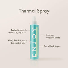 Enjoy Thermal Spray color-safe formula preserves vibrant color during styling.