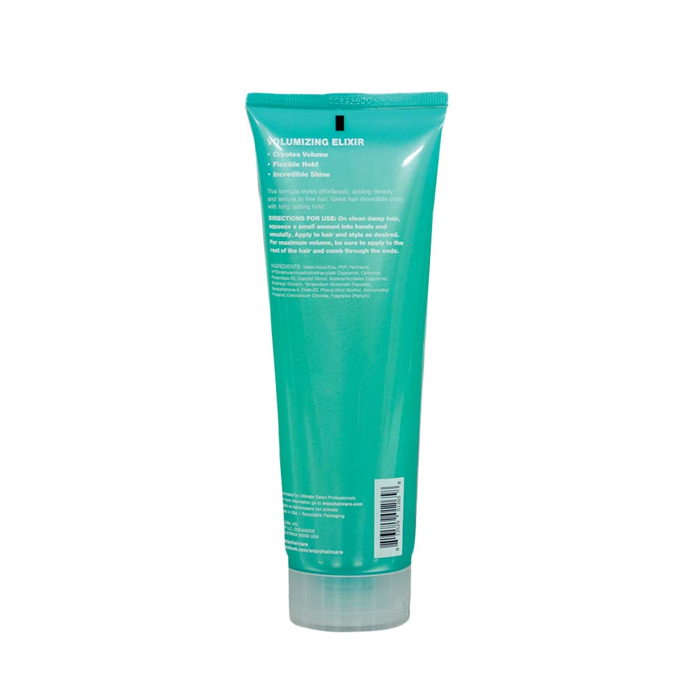 Enjoy Volumizing Elixir body density focuses on roots for fuller, day-long style.