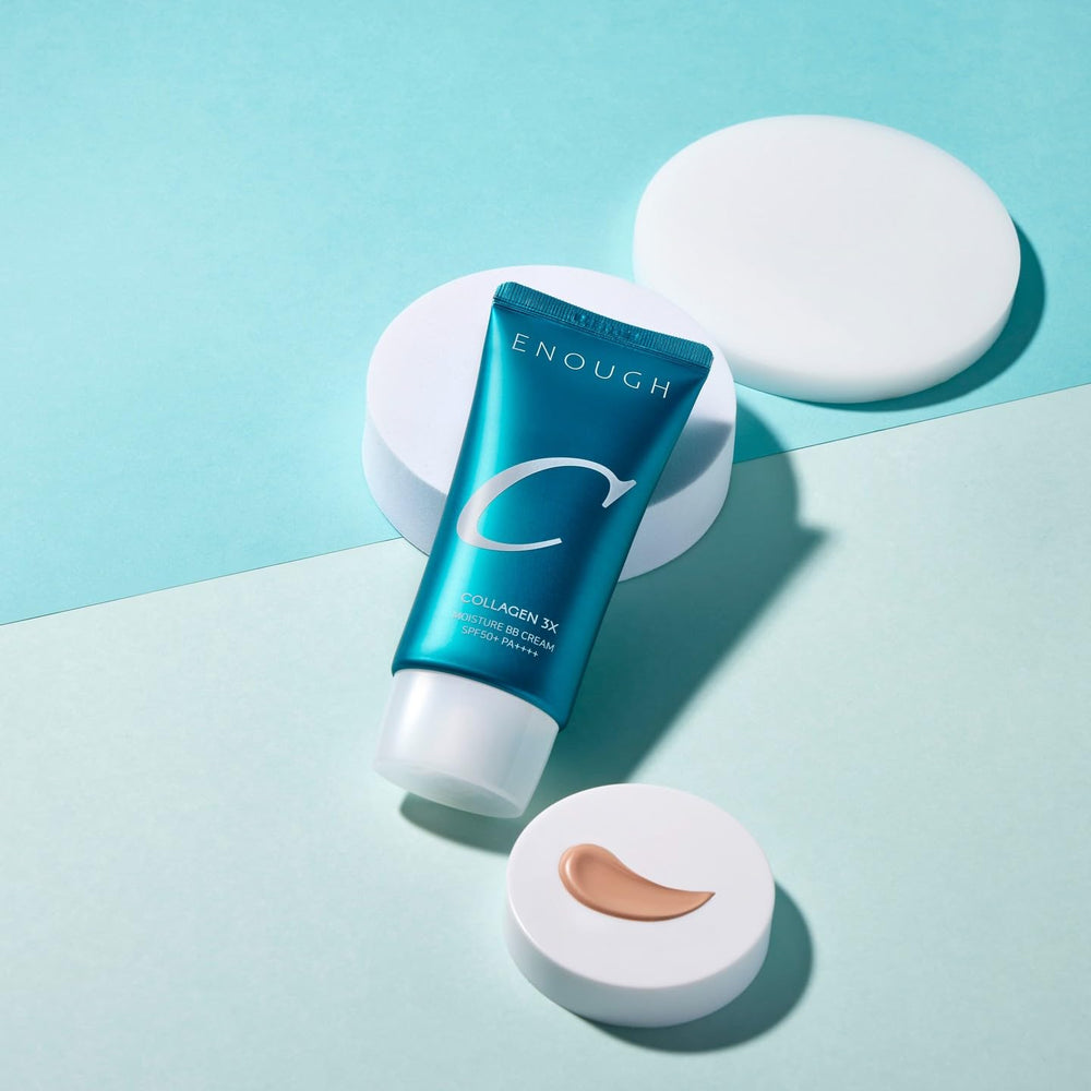 Enough Collagen 3X Moisture BB Cream SPF50 applying on face demonstrates lightweight texture