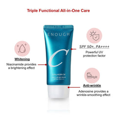 Enough Collagen 3X Moisture BB Cream SPF50 packaging close-up highlights premium design