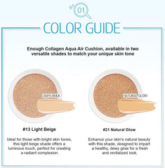 Enough Collagen Aqua Air Cushion SPF50 coverage builds medium to full coverage