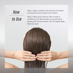 ENVIE LUXURY Keratin Shampoo suggested pairing with conditioner on shelf.