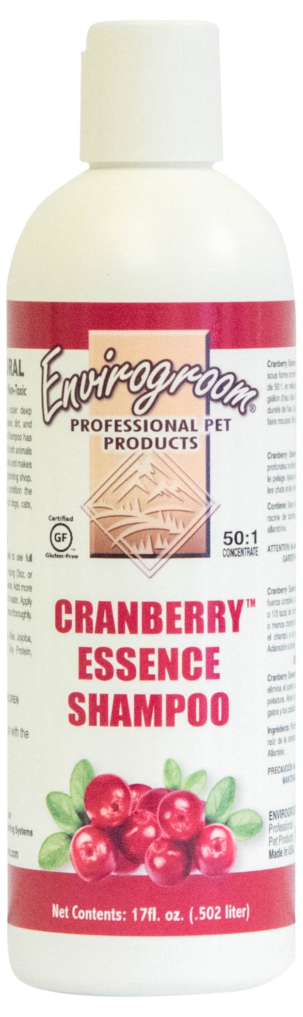 Envirogroom Cranberry Essence Shampoo bottle for deep-cleaning coats and gentle skin care