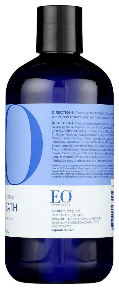 EO Bubble Bath Serenity French Lavender ingredients nourish skin while soaking