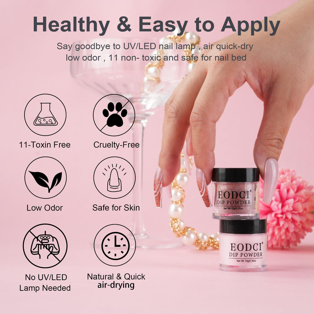 Eodci dip powder pots offer 0.35oz portions for easy color variety.