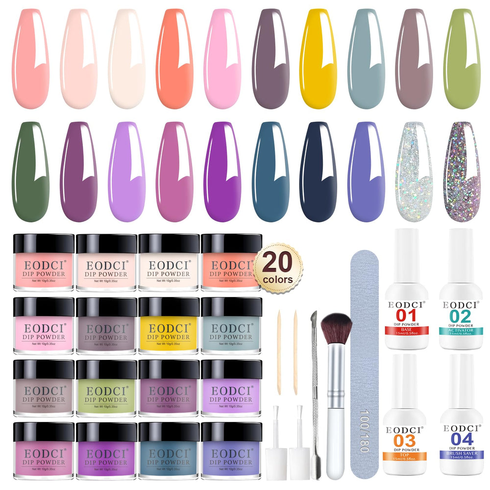 EODCI dip powder kit contents shown for DIY manicures at home