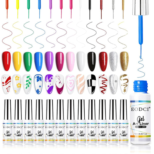 Eodci Nail Art Gel Liner Set brush detail for precision lines and clean application.