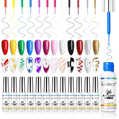 Eodci Nail Art Gel Liner Set brush detail for precision lines and clean application.