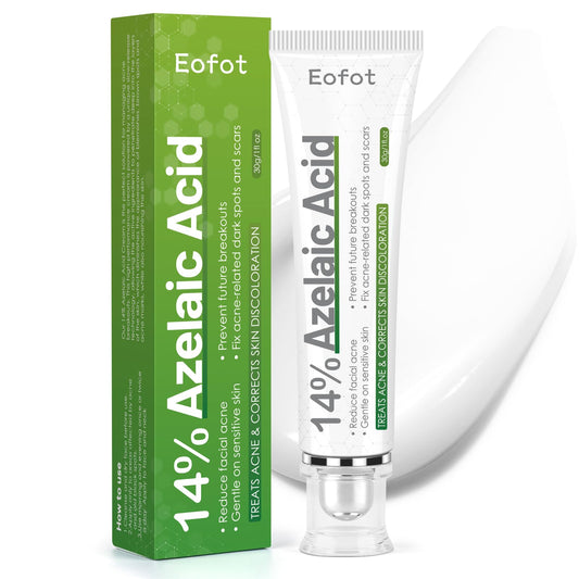 Eofot 14% azelaic cream bottle promoting clearer pores