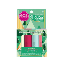 EOS holiday lip balm gift set packaging, ideal for gifting