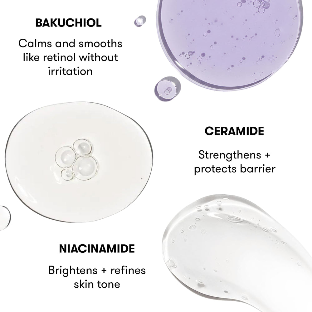 Epielle Niacinamide Bakuchiol close-up suggesting gentle renewal and renewal benefits.