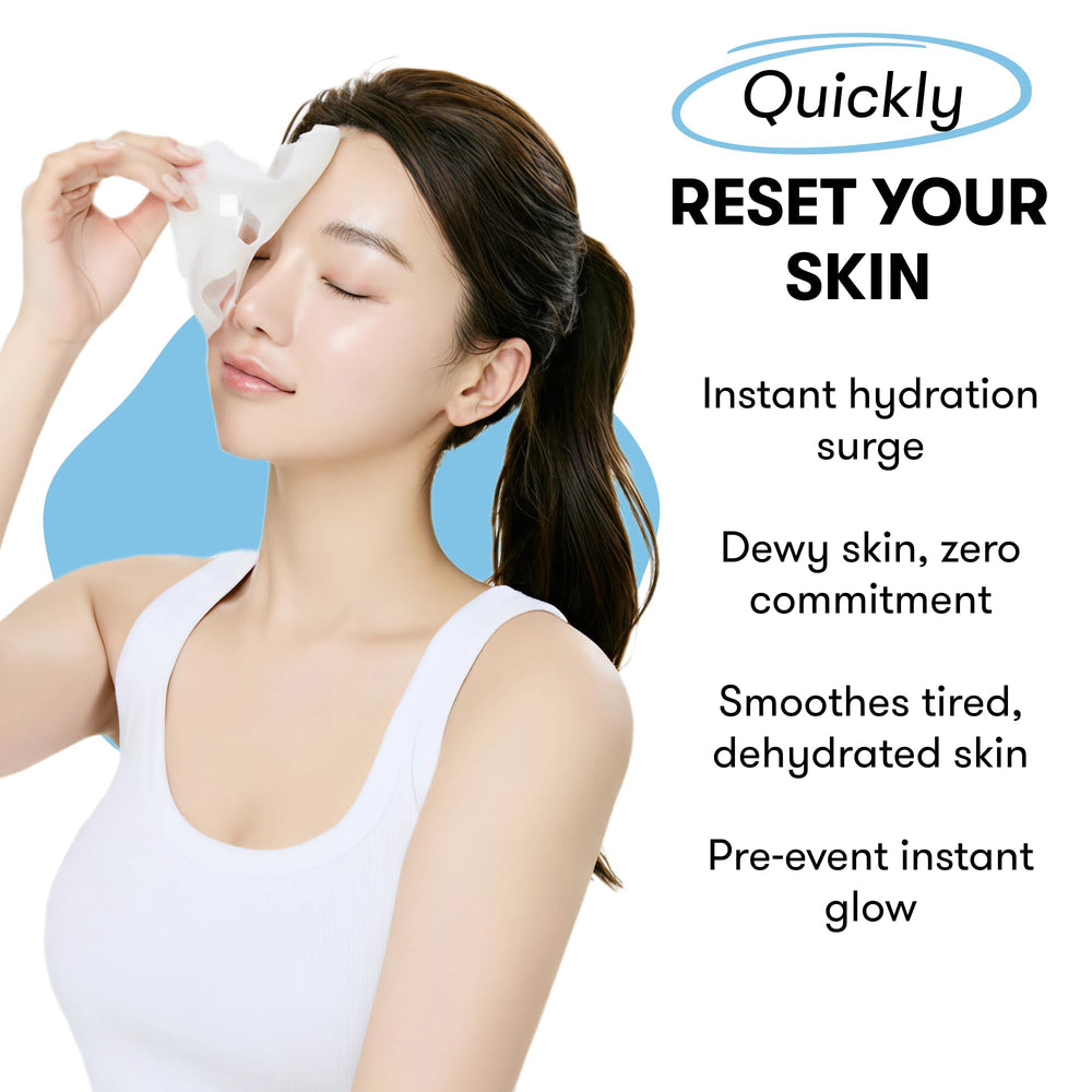 Epielle mask with resealable packaging and tweezers for convenient at-home hydration.