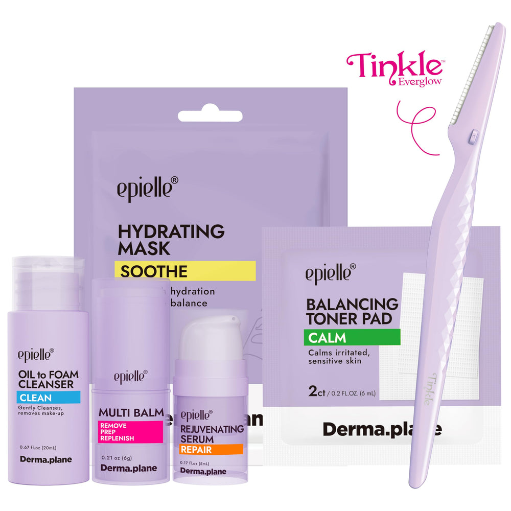 Epielle Tinkle dermaplane tool for safe peach fuzz removal and smoother skin.
