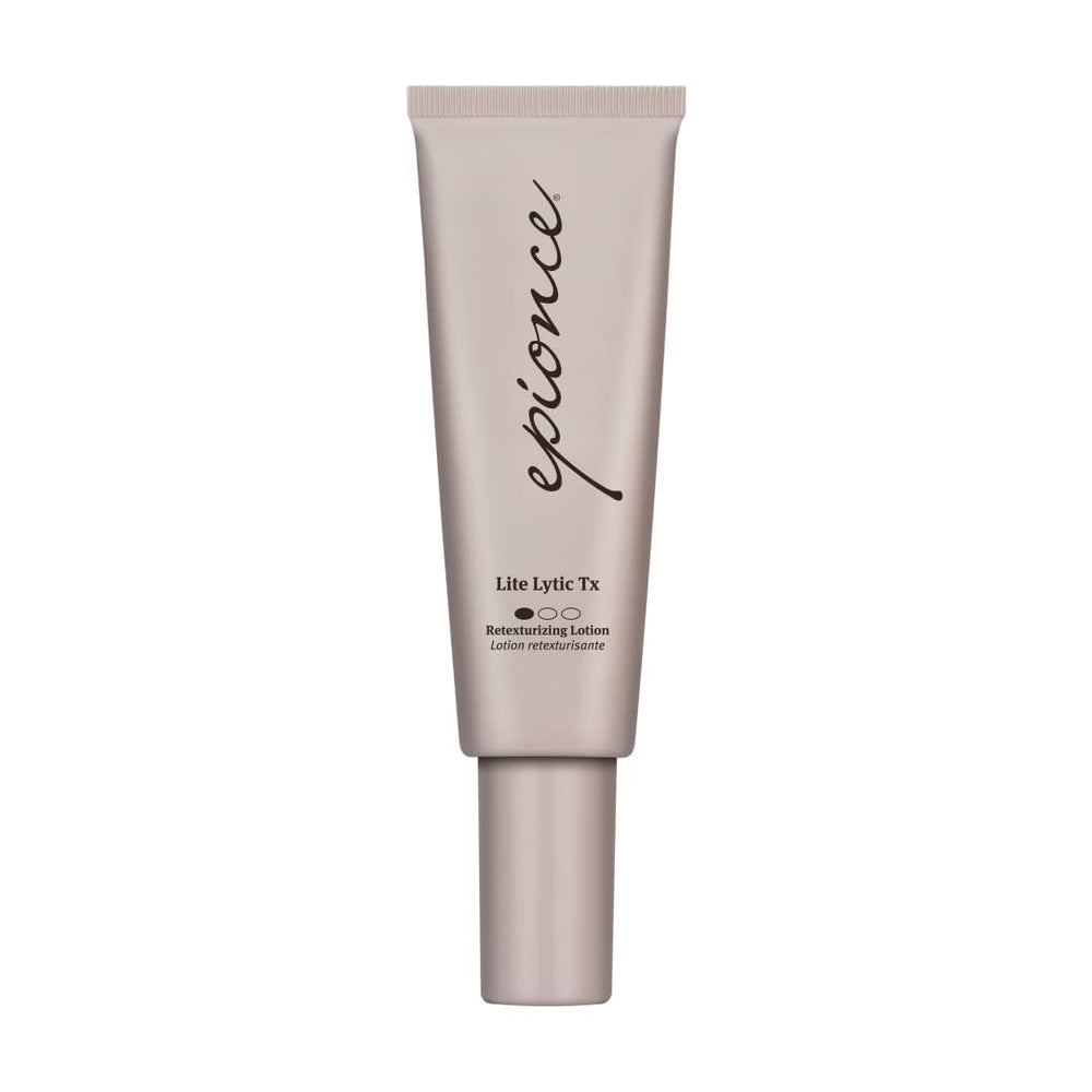 Epionce Lytic Tx bottle on counter for daily skincare use.