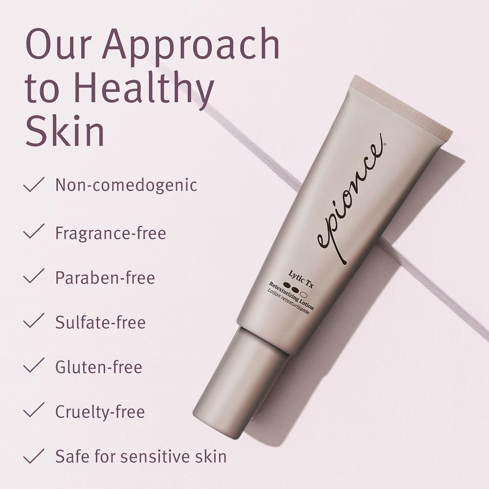 Epionce Lytic Tx with hyaluronic acid for hydration-friendly care.