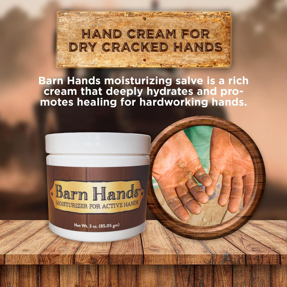 Equerry's Barn Hands repairing dry skin with petroleum-free cream.