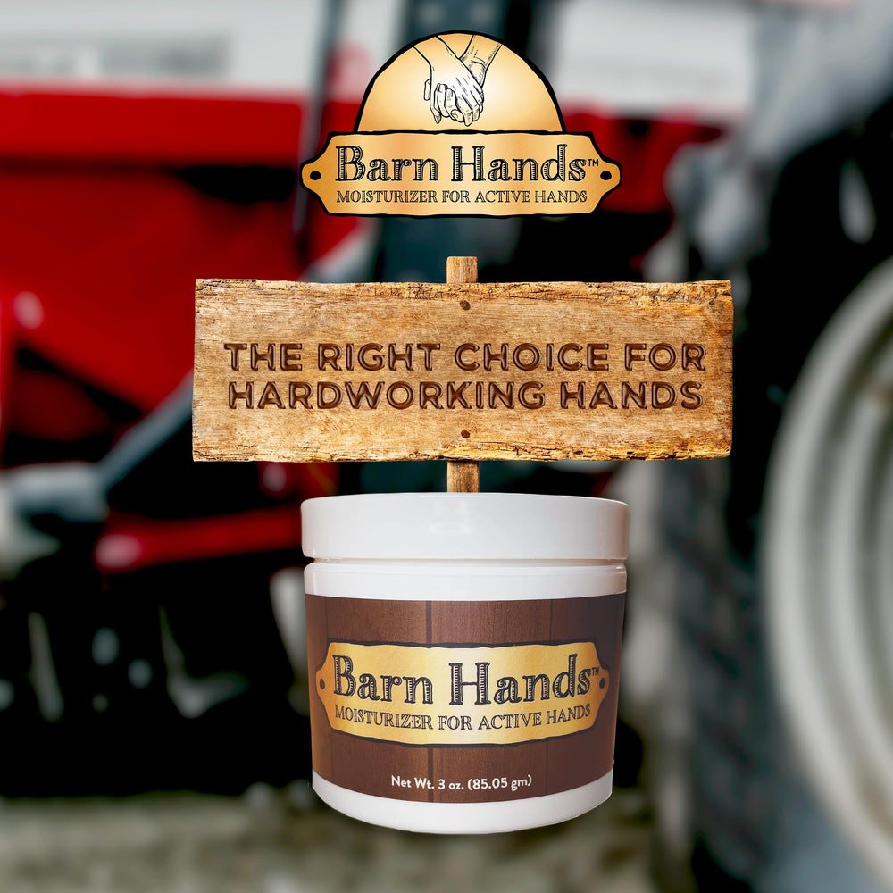 Equerry's Barn Hands texture shown during application to dry, rough skin.