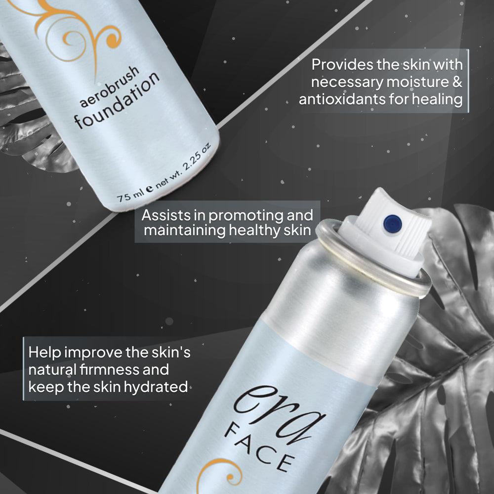 Tattoo coverage demonstration using ERA Beauty Face Spray Makeup Y7 Carmel.