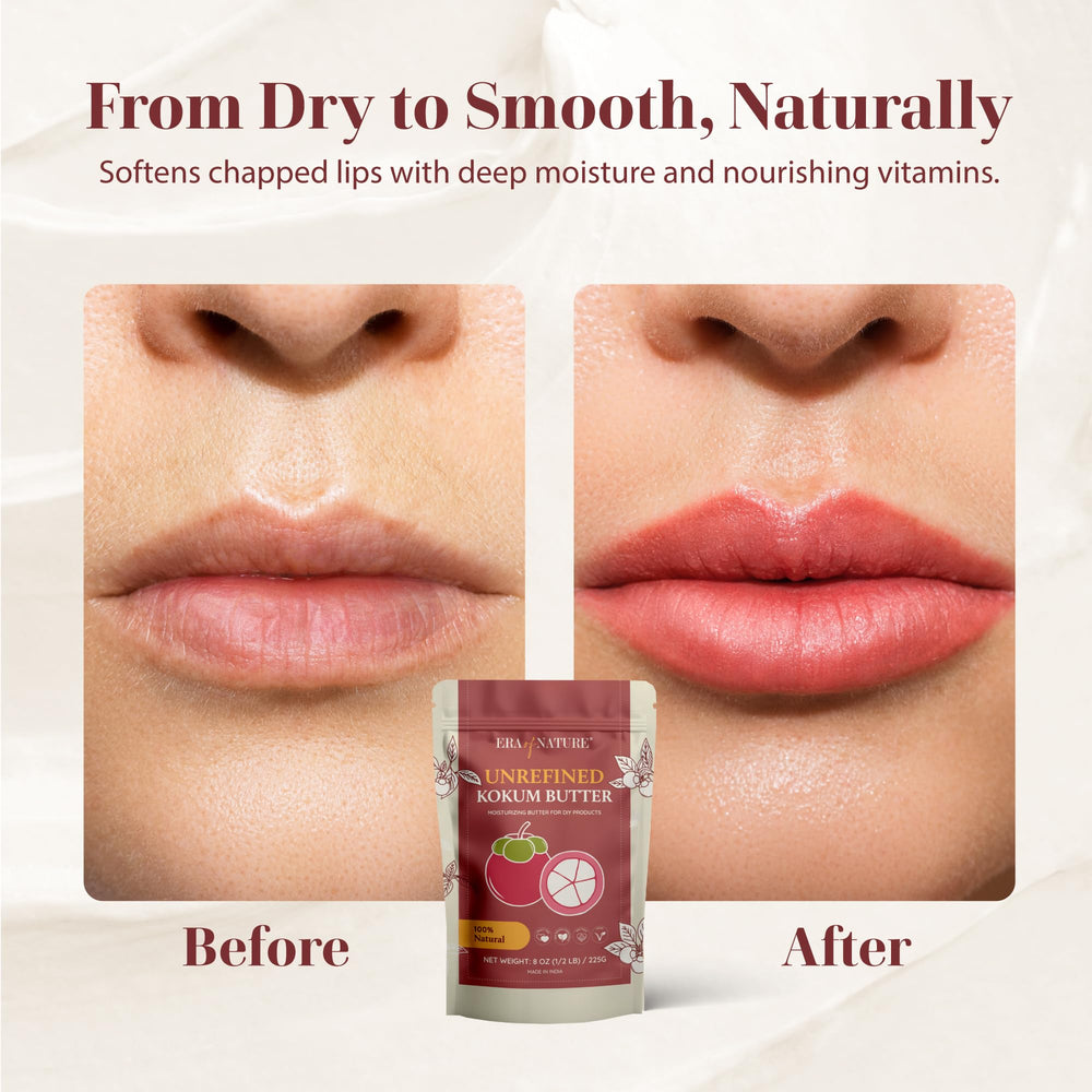Era of Nature Kokum Butter Raw blending with shea and cocoa butter for DIY skincare.