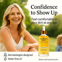 Erae Queen Oil on the thigh area showing hydrated, supple skin.
