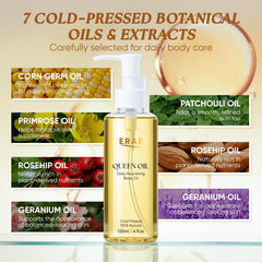ERAE Queen Oil on thighs provides soft, hydrated skin.