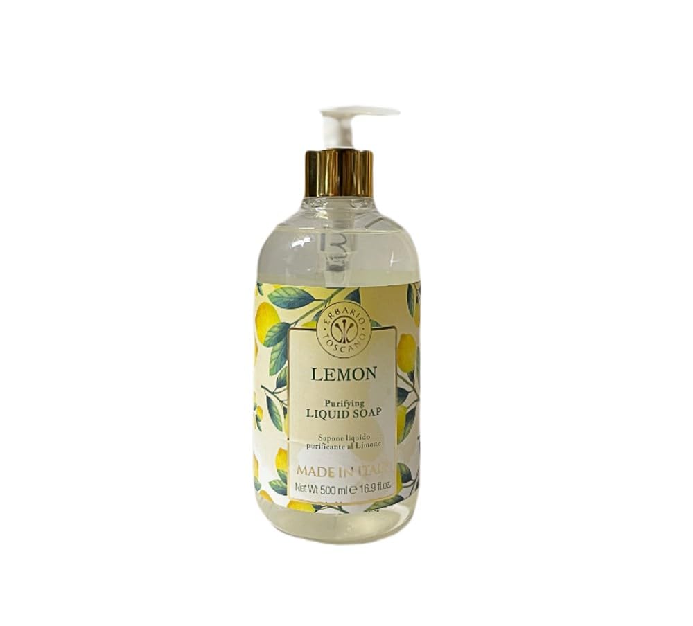 ERBARIO TOSCANO Lemon bottle highlights moisturizing liquid soap for gentle daily hand care.