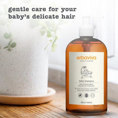 Erbaviva Baby Shampoo bottle with no harsh chemicals label