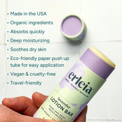 Erleia compact, citrus-scented packaging stays plastic-free in bags.