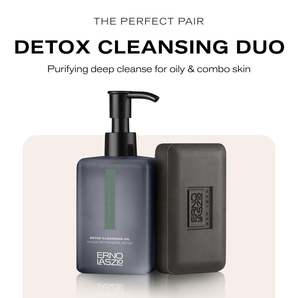 Demonstrates double cleanse method with this oil cleanser.