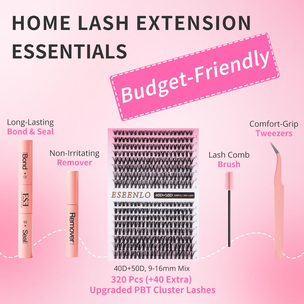 ESEENLO 40D/50D lash range shows varied lengths for different looks.
