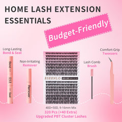 ESEENLO 40D/50D lash range shows varied lengths for different looks.